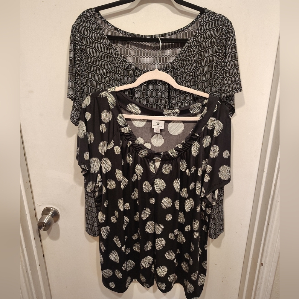 Worthington Lot Of 2 Women's Short Sleeve Slinky Tops Sz 2X Career Casual Travel